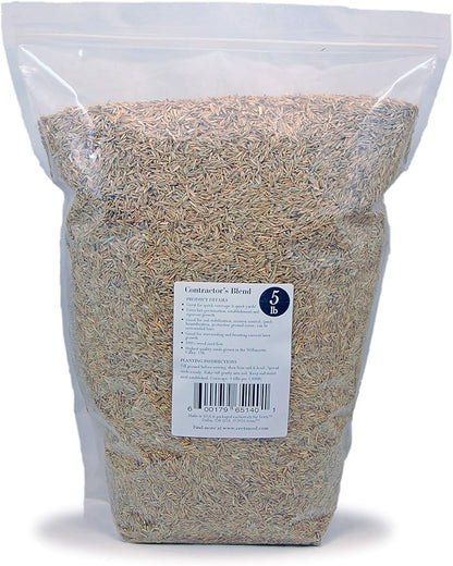 Contractor’s Grass Seed Blend by Eretz (5lb) - Choose Size! Willamette Valley, Oregon Grown. Premium, Number 1 Seeds Only! No Weed Seeds or Fillers