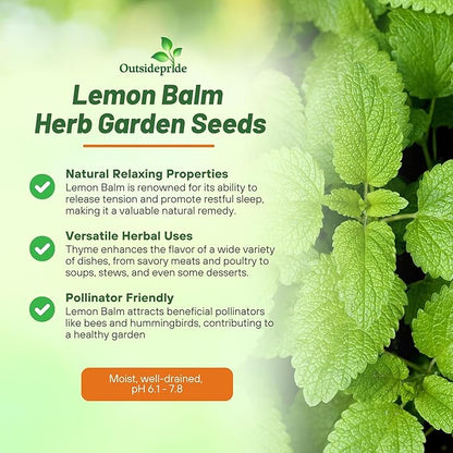 Outsidepride Lemon Bee Balm Seeds - 10,000 Perennial, Easy to Grow & Pollinator Friendly Melissa officinalis Flower Seeds for Planting Mint Scented Leaves & Edible Blooms, Great for Teas & Potpourri