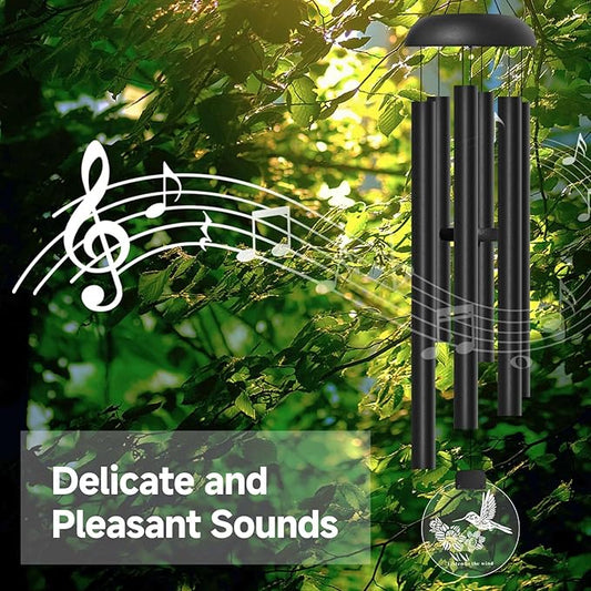 Solar Wind Chimes for Outside, 6 Tubes Relaxing Melody Wind Chimes with Hummingbird LED Windcatcher, Windchimes for Garden Patio Decor, Great Gift Idea for Mother's Day