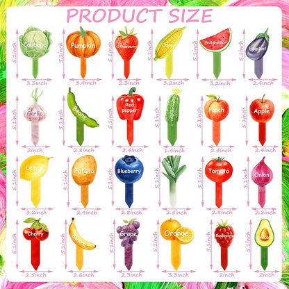 Novabright 24 Pcs Vegetable Label Signs Acrylic Garden Marks 5.1 Inch Fruit Tags Plant Stake with 24 Styles Funny Vegetable Sign Waterproof Potted Plant Label for Nursery Garden Indoor Outdoor Decor