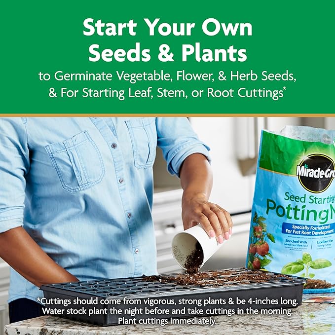 Miracle-Gro Seed Starting Potting Mix, Enriched with Plant Food, For Starting Seeds or Cuttings in Containers, 8 qt., 3-Pack