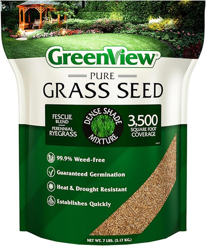 GreenView Pure Grass Seed Dense Shade Mixture, 7 lb. Bag – Covers up to 3,500 sq. ft.