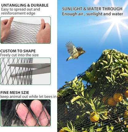 Bird Netting 25x50 ft,1" Mesh Garden Netting Pest Barrier for Plants, Fruit Trees, Vegetables, Extra Strong Woven Mesh Poultry Net for Chicken Run, Animal Fencing Against Birds, Deer, Poultry