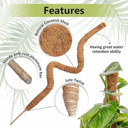 48 Inches Bendable Moss Pole Monstera Plant Support Stakes - Moss Poles for Climbing Plants, Plant Stakes for Indoor Plants - Coco Coir Pole Moss Stick for Monstera, Pothos.