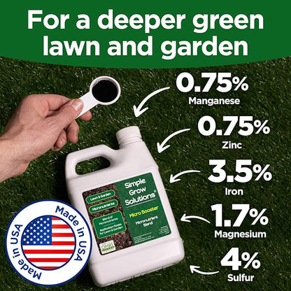 Organic Micronutrient Booster- Complete Plant & Turf Nutrients- Simple Grow Solutions- Garden & Lawn Fertilizer- Grower, Gardener- Liquid Food for Grass, Tomatoes, Flowers, Vegetables (32 Ounce)