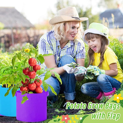 Colored Fabric Grow Bags Bulk Colorful Plant Grow Bags Nonwoven Fabric Pots with Handles Seeds Vegetables Tomato Planter Grow Buckets for Outdoor Garden Fruits Flower, 10 Colors(10 Pack,3 Gal)
