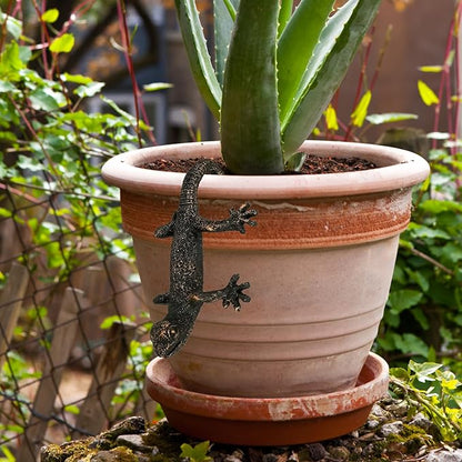 Gecko Plants Pot Hanger Flower Pot Decorations Pot Hugger Resin Statue Sculptures Climbing Lizard Flower Figurine for Garden Outdoor Fairy Garden Fence Lawn Gecko Ornaments Home Office Decoration