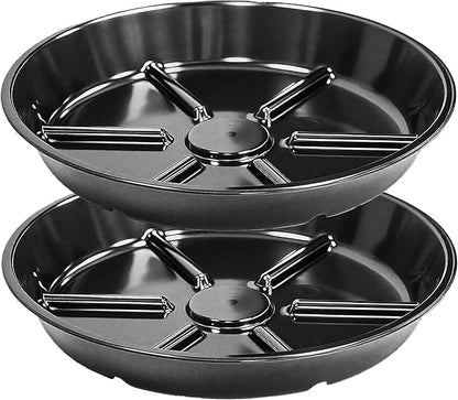2 Pack of 12 Inches Plant Saucers for Indoor, Durable Plant Saucer Pot Tray, Round Plastic Flower Plant Dish Pant Plate to Catch Water, Black