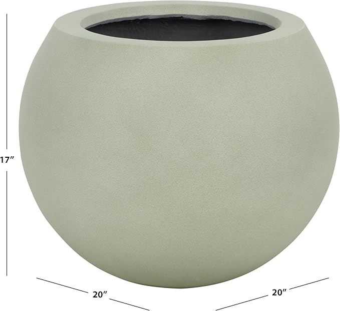 SAFAVIEH Outdoor Patio Furniture Collection – Kenslia Sage Green Ficonstone Planter Pot, Fully Assembled Decorative Outdoor Planter, Sculptural Orb Design (PAT1518E)