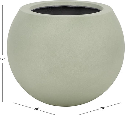 SAFAVIEH Outdoor Patio Furniture Collection – Kenslia Sage Green Ficonstone Planter Pot, Fully Assembled Decorative Outdoor Planter, Sculptural Orb Design (PAT1518E)