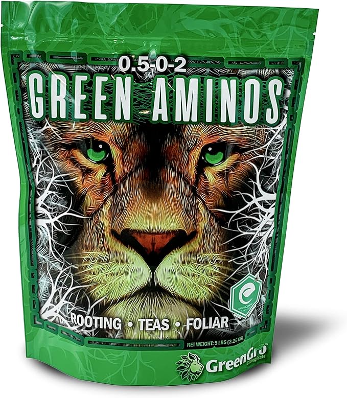 GreenGro Green Aminos, Rooting Stimulator Blend with Amino Acids and Nutrients for Potting Mix, Soils, Cuttings, and Hydroponic Gardens, Organic Plant Food for Indoor and Outdoor Plants, 2lb Pouch