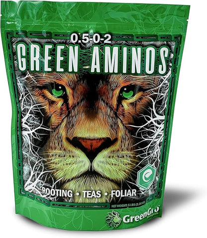 GreenGro Green Aminos, Rooting Stimulator Blend with Amino Acids and Nutrients for Potting Mix, Soils, Cuttings, and Hydroponic Gardens, Organic Plant Food for Indoor and Outdoor Plants, 2lb Pouch