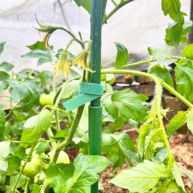 Garden Stakes 16" 20pcs, 0.43 inch Diameter Plant Stakes for Indoor Outdoor Plants, DIY 3ft 4ft 5ft 6ft Sturdy Steel Tomato Stakes with 15 Connectors, Plant Support Stakes for Climbing Plants