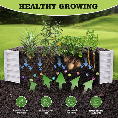 A ANLEOLIFE 6 Set Hexagon Galvanized Raised Garden Beds Outdoor,70x60x18in Metal Planter Box for Planting Vegetables Flowers Herb, Anti-Rust & Easy-Setup, Antique White