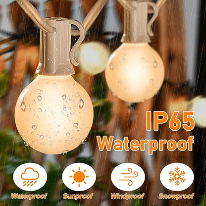 Abeja G40 LED Globe String Lights, 25Ft Outdoor Frosted Patio Lights with 27 Shatterproof Bulbs(2 Spare), Hanging LED String Lights for Outside Backyard Porch Umbrella Bistro Decor, White Wire