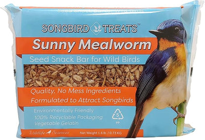 Wildlife Sciences Songbird Treats Seed Cake Variety 4 Pack | Large Seed Cakes for Wild Birds | 1.5-2 lb Each