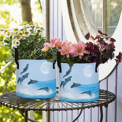 10 Gallon Jumping Outer Water Dolphins Breathable Grow Bag Heavy Duty Planter Pot Containers with Handles for Potato Tomato Fruits Flowers Vegetables