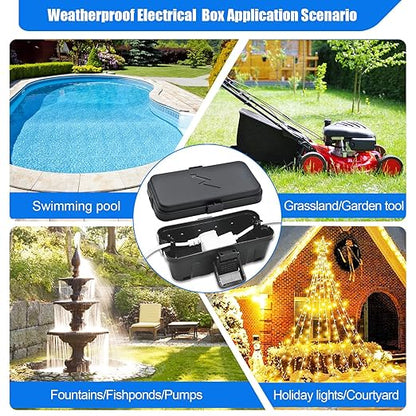 Hrensaw Small Weatherproof Electrical Connection Box(Inner 5.5 x 3 x 2.2inch),Outdoor Electrical Box,Waterproof Extension Cord Covers for Plug, Extension Cables, Holiday Lights,Black
