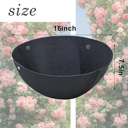 3PCS 16 Inch Round Hanging Basket Liners Fabric Hanging Plant Liners Non-Woven Planter Liners Black Felt Liners Replacement Inserts for Hanging Baskets Outdoor Plants - Avoid Bird Nesting