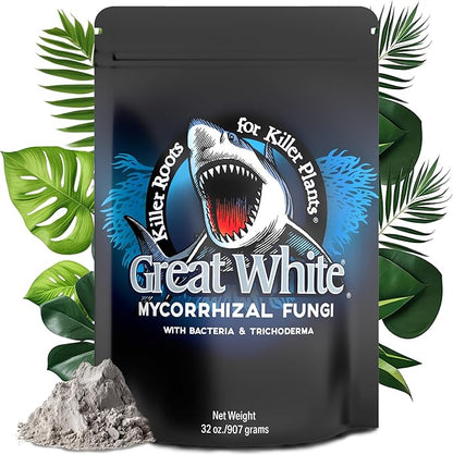 Great White Mycorrhizal Fungi, Beneficial Bacteria for Plant Growth, Root Stimulator, Concentrated 3-in-1 Formula by Plant Success (32 oz)