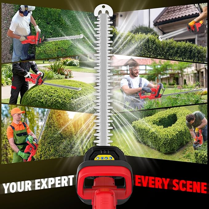 Hedge Trimmer Compatible for Milwaukee 18V Battery，Cordless Electric Hedge Trimmer with 1600RPM Brushless Motor, 22'' Dual-Action Blade with 3/5'' Cutting Capacity (NO Battery)