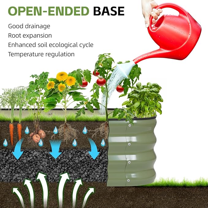 GoCampDriect 6IN1 Raised Garden Bed - 8x3x1ft Galvanized Raised Garden Boxes Outdoor Corrosion Resistant | Variable Shape 9x2x1ft Metal Raised Garden Beds for Planting Vegetable, Fruits,Flower