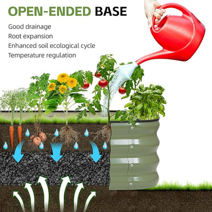 GoCampDriect 6IN1 Raised Garden Bed - 8x3x1ft Galvanized Raised Garden Boxes Outdoor Corrosion Resistant | Variable Shape 9x2x1ft Metal Raised Garden Beds for Planting Vegetable, Fruits,Flower