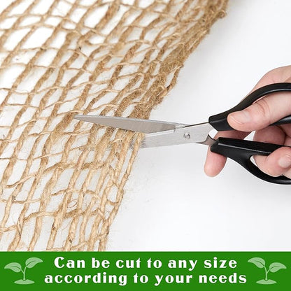 Tranqun Jute Erosion Control W Soil Saver Mesh Blanket Jute Netting with 100 Galvanized 4'' Landscape Staple Burlap Net Cloth for Erosion Control on Hill Slope Riverbank Oceanfront (60 ft L x 4 ft)
