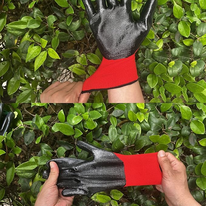Evridwear Nitrile Coated Work Gloves,Superior Oil Resistance with Grip for Men Women Automotive,Gardening, Mechanic