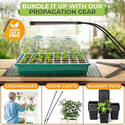CARPATHEN Seed Starter Tray with Grow Lights and Heating Mat - 40 Cell Plant Germination Tray with 4.7" Humidity Dome Seed Starter Kit for Indoor Seed Starting and Propagation