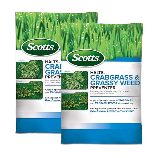 Scotts Halts Crabgrass & Grassy Weed Preventer, Pre-Emergent Weed Killer for Lawns, 5,000 sq. ft., 10.06 lbs. (2-Pack)