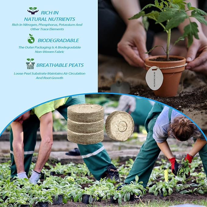 150Pcs 40mm Peat Pellet Fiber Soil Plant Seed Starters,Compressed Peat Nutrient Seedling Soil,Peat Pellets,Plant Pods Bulk for Seedling Transplanting Herbs Flowers Vegetables