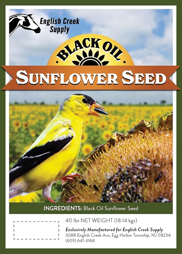 Black Oil Sunflower Seed Wild Bird Food (40 Pound) (Packaging May Vary)
