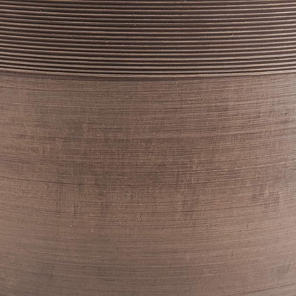 PSW Pot Collection FM35TP 14-inch Plastic/Stone/Wood Composite Large Ribbed Planter – No Drainage Hole (Drillable), Indoor/Outer Garden Pot for Foliage, Trees, Flowers, Ferns, Taupe
