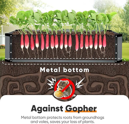 KING BIRD Raised Garden Bed Kit with Bottom 2025 Upgraded Galvanized Planter Garden Box Outdoor & Indoor for Gardening, Vegetables, Flowers, Dark Grey, 47.2x23.6x11.8 in