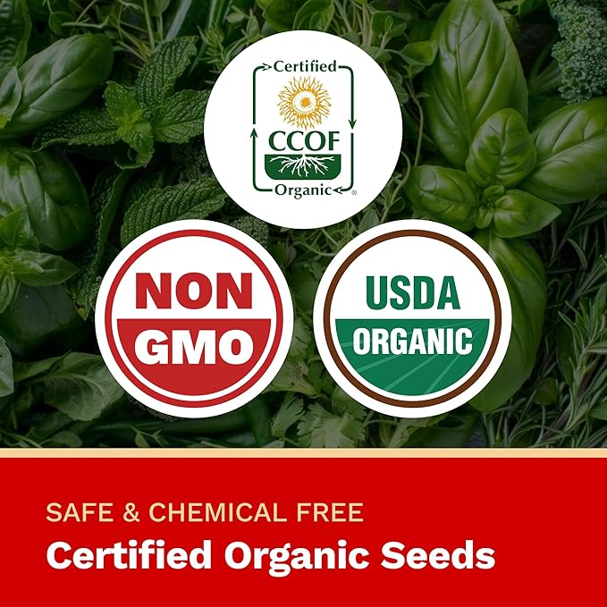 The Harvest Company Organic Pizza Garden Seed Collection – USDA & CCOF Certified Organic, Non-GMO, Open-Pollinated Seeds for Indoor & Outdoor Gardening, 195 Seeds Total
