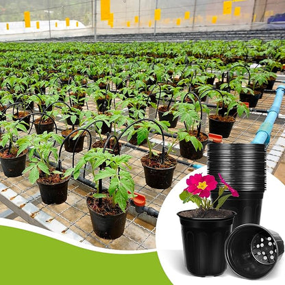 50 Pcs 2 Gallon Nursery Pots, Flexible Plant Seedling Pots Transplanting Soft Plastic Planters with Drainage Holes for Outdoor Indoor Planting Garden Flower Plant Container Cups Planter (50, 2 Gallon)
