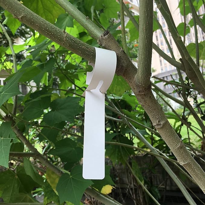 Kecoya 200pcs Plastic Plant Labels, Waterproof Plant Tree Tags and Labels, Wrap Around Plant Label Tags, Adjustbale Hanging Plant Tag and Labels.（White）