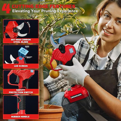 Electric Pruning Shears Compatible with Milwaukee 18v, 26000RPM Cordless Pruning Shears with Brushless Motor, LCD Display, Adjustable Cutting Diameter 0.8-2 Inch for Tree Trimmer (Tool Only)