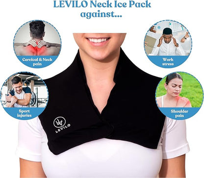 LEVILO Ice Pack for Neck for Hot & Cold Therapy, Reusable Neck Ice Pack Wrap for Inflammation, Cold Compress, Injuries, Swelling, Cervical Surgery Recovery, Sprains, Work Stress