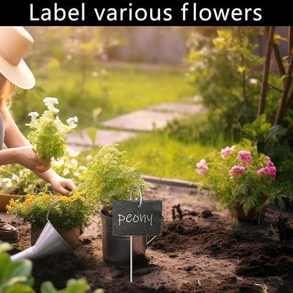 20Pack Silver Plant Label Hooks,Rust-Proof Garden Stake Markers, 30cm/11.81in Plant Sign Supports for Flowers, Planters, and Containers.