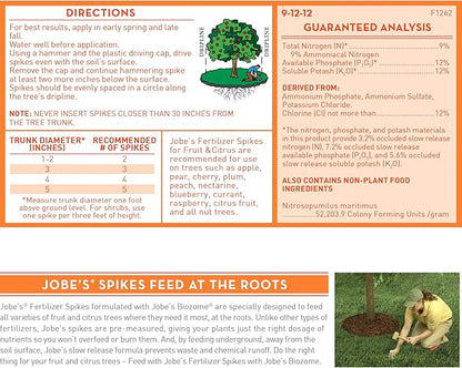 Jobe’s Garden Fertilizer Spikes, Easy Plant Care Slow Release Fertilizer for Fruit and Citrus Plants and Trees, 9 Count