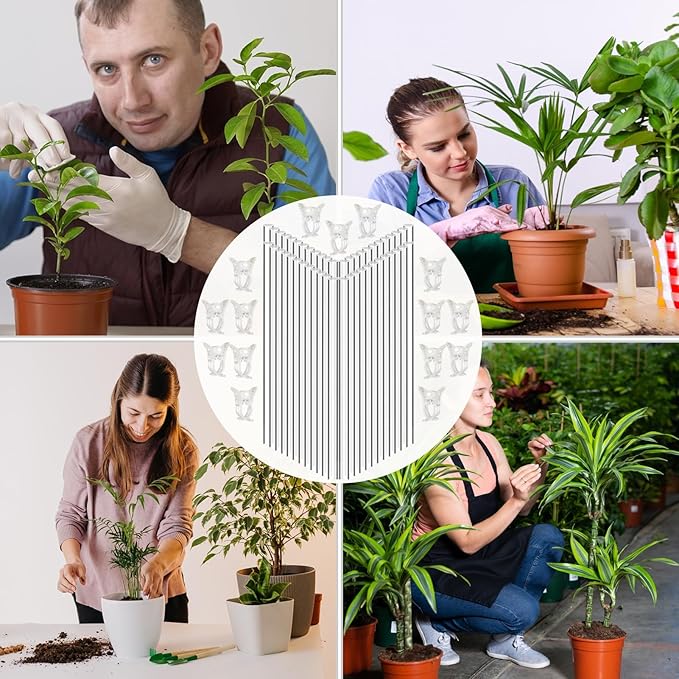 30pcs17.8in Acrylic Plant Stakes Reusable Plant Stick 30pcs Clear Plant Support Stakes with 30 Clips Garden Single Stem Orchid Stakes Potted Plant Support Sticks for Indoor and Outdoor Plants Flowers