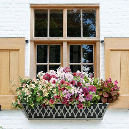 2 Pack 30 Inch Window Boxes Planters Railing Planter Box with Adjustable Brackets & Non-Woven Fabric Plant Grow Bags Deck Railing Planter Boxes Balcony Hanging Flower Box for Outdoor Plants