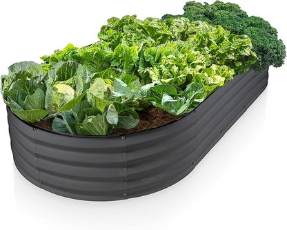 Plant & Plot Galvanized Raised Garden Beds Outdoor // 6×3×1 ft Planter Raised Beds for Gardening, Vegetables, Flowers // Large Metal Garden Box // Patented Tool-Free Design (Dark Gray)