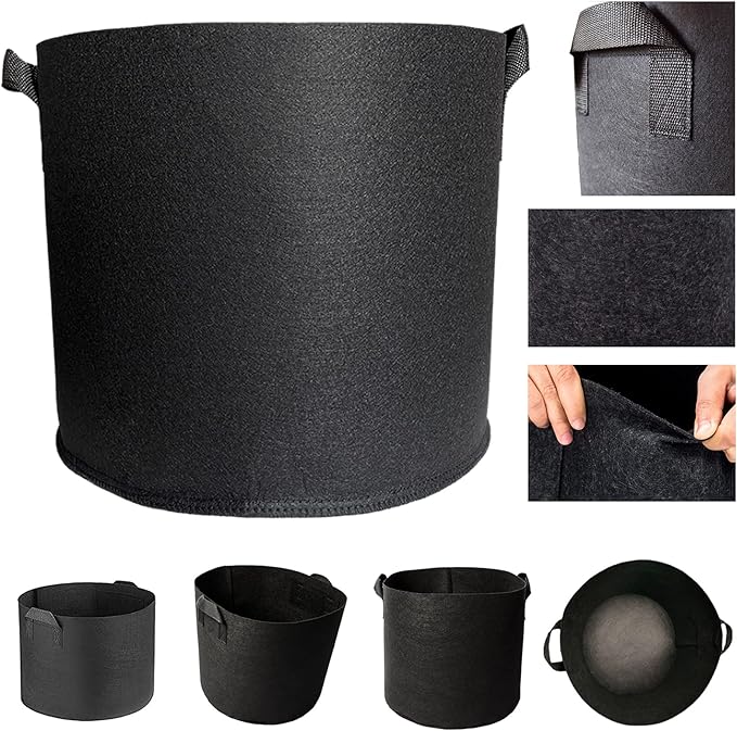 6 pcs 15 Gallons Sturdy-Permeability Nonwoven Grow Bags Heavy Duty and Best air permeablity for Flowers, Fruit Trees, Vegetables, Garden Plants