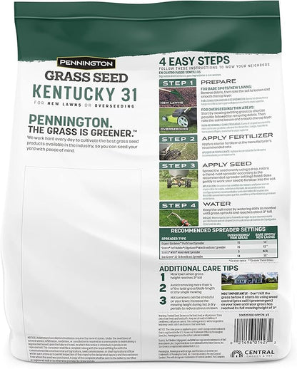 Pennington Kentucky 31 Tall Fescue Penkoted Grass Seed 3 lb,(Pack of 8)