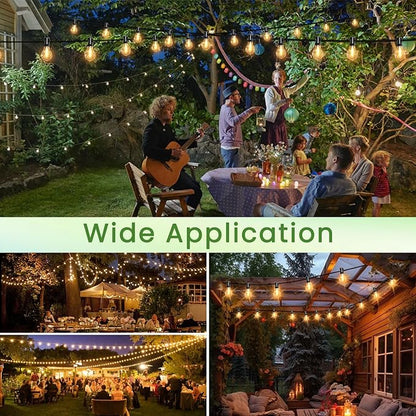 Outdoor String Lights 50FT LED String Lights for Outside with 27 A39 Waterproof Edison Bulbs (2 Spare), Patio Lights Outside Hanging for Bistro,Balcony,Porch,Yard,Garden,Black Cord