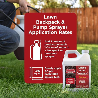 Root Hume- Simple Grow Solutions - Concentrated Humic - Liquid Carbon - Simple Grow Solutions- Natural Lawn & Garden Treatment - Plant Food Enhancer- Turf Grass Soil Conditioner (64 Ounce)
