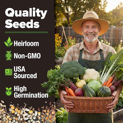 HOME GROWN 12 Winter Vegetable Seeds Heirloom,Fall & Winter Vegetable Seeds for Planting Home Garden: Bean, Beet, Broccoli, Cabbage, Carrot, Cauliflower, Kale,Parsnip,Squash,Chard & More
